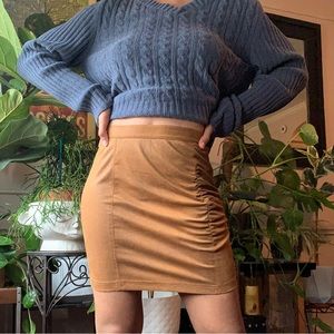 Free people tan suede style mini skirt size extra small